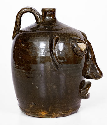 Exceedingly Rare and Important att. Cheever Meaders, Cleveland, GA Stoneware Face Jug, mid 20th century