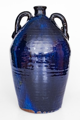 Exceptional B. B. CRAIG / VALE, NC Monumental Stoneware Face Jug with Cobalt and Weeping Eyes