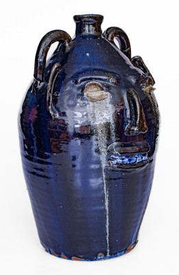 Exceptional B. B. CRAIG / VALE, NC Monumental Stoneware Face Jug with Cobalt and Weeping Eyes