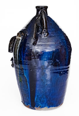 Exceptional Early-Period B. B. CRAIG / VALE, NC Monumental Face Jug w/ Cobalt and Weeping Eyes
