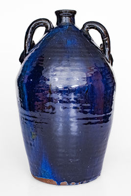 Exceptional Early-Period B. B. CRAIG / VALE, NC Monumental Face Jug w/ Cobalt and Weeping Eyes