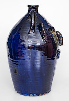 Exceptional Early-Period B. B. CRAIG / VALE, NC Monumental Face Jug w/ Cobalt and Weeping Eyes