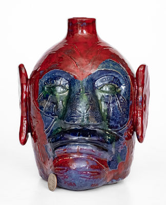 Exceedingly Rare Edwin Meaders Face Jug,