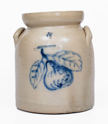 POTTERY WORKS / LITTLE WST 12TH ST N.Y Stoneware Jar w/ Pear Decoration