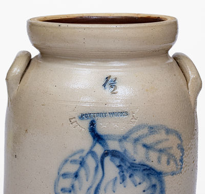 POTTERY WORKS / LITTLE WST 12TH ST N.Y Stoneware Jar w/ Pear Decoration