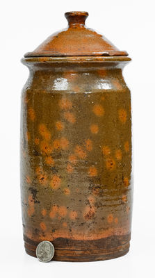 Glazed Redware Jar w/ Lid, probably New England, 19th century