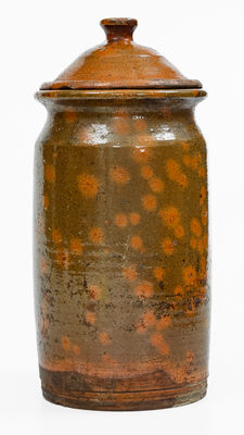 Glazed Redware Jar w/ Lid, probably New England, 19th century