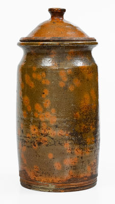 Glazed Redware Jar w/ Lid, probably New England, 19th century