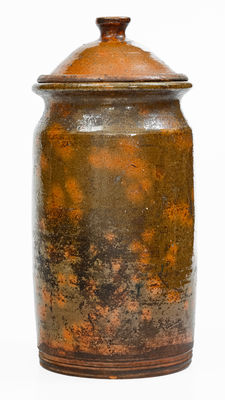 Glazed Redware Jar w/ Lid, probably New England, 19th century