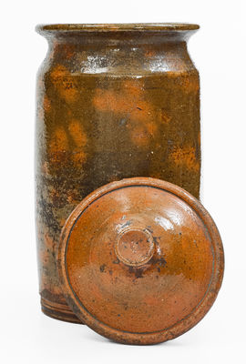Glazed Redware Jar w/ Lid, probably New England, 19th century