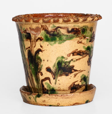 Slip-Decorated Pennsylvania Redware Flowerpot, c1850-85