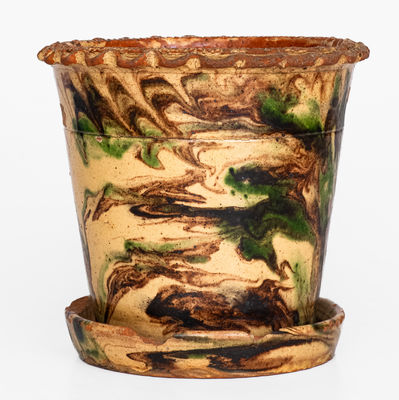 Slip-Decorated Pennsylvania Redware Flowerpot, c1850-85