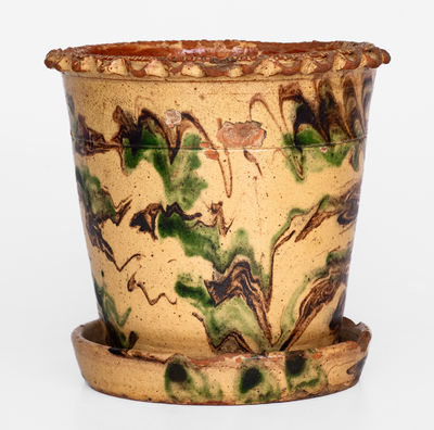 Slip-Decorated Pennsylvania Redware Flowerpot, c1850-85
