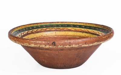 Slip-Decorated Redware Bowl, Mid-Atlantic or Southern origin, early 19th century