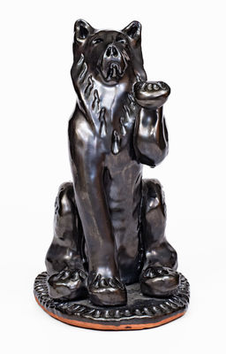 Redware Dog Figure, Signed 