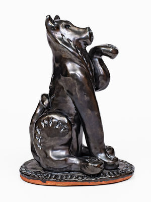 Redware Dog Figure, Signed 