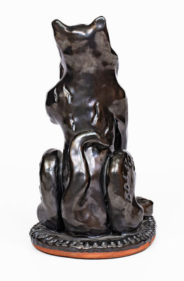 Redware Dog Figure, Signed 