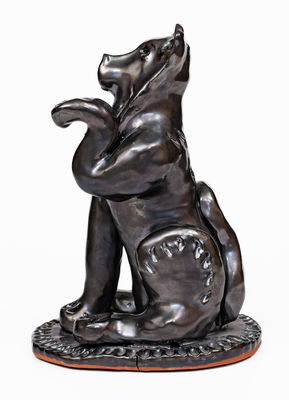 Redware Dog Figure, Signed 
