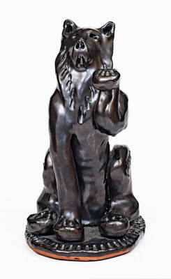 Redware Dog Figure, Signed 