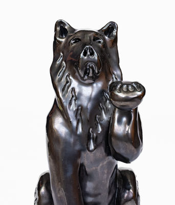 Redware Dog Figure, Signed 