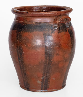 Scarce Middlebury, VT Redware Jar w/ Sponged Manganese Decoration, 19th century
