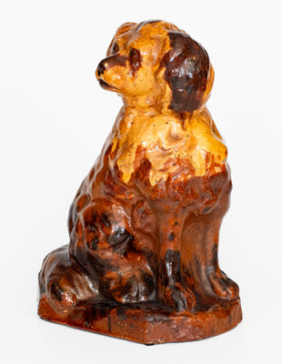 Large Slip-Decorated Pennsylvania Redware Spaniel, mid to late 19th century