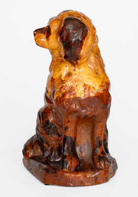 Large Slip-Decorated Pennsylvania Redware Spaniel, mid to late 19th century
