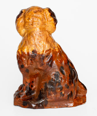Large Slip-Decorated Pennsylvania Redware Spaniel, mid to late 19th century