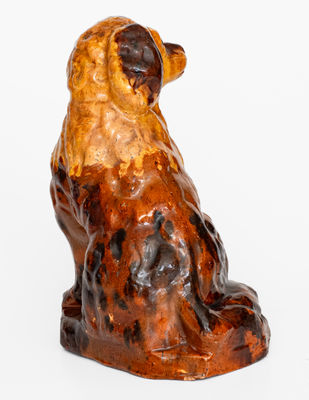 Large Slip-Decorated Pennsylvania Redware Spaniel, mid to late 19th century