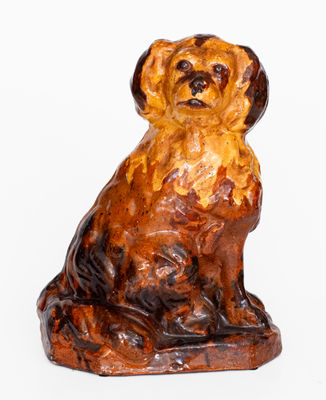 Large Slip-Decorated Pennsylvania Redware Spaniel, mid to late 19th century