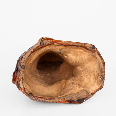 Large Slip-Decorated Pennsylvania Redware Spaniel, mid to late 19th century