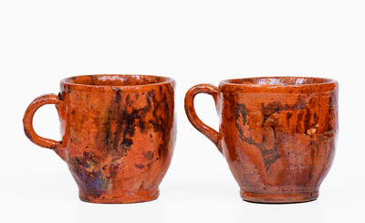 Two Redware Cups attrib. Jacob Medinger, Limerick Twp, Montgomery County, PA, c1925