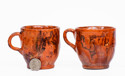 Two Redware Cups attrib. Jacob Medinger, Limerick Twp, Montgomery County, PA, c1925