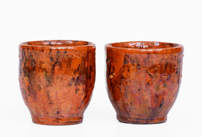 Two Redware Cups attrib. Jacob Medinger, Limerick Twp, Montgomery County, PA, c1925