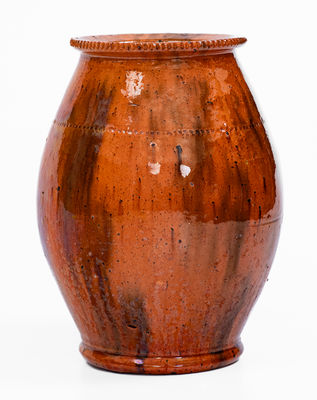 Glazed Redware Vase, attrib. Jacob Medinger, Limerick Township, Montgomery Co, PA