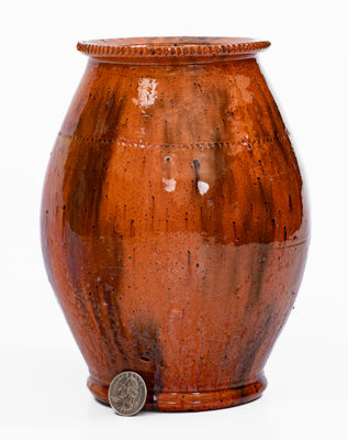 Glazed Redware Vase, attrib. Jacob Medinger, Limerick Township, Montgomery Co, PA