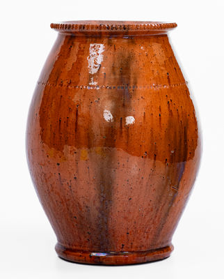 Glazed Redware Vase, attrib. Jacob Medinger, Limerick Township, Montgomery Co, PA
