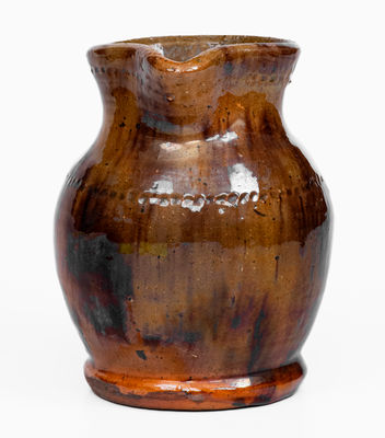 Glazed Redware Cream Pitcher, attrib. Jacob Medinger, Limerick Twp, Montgomery Co, PA, c1925