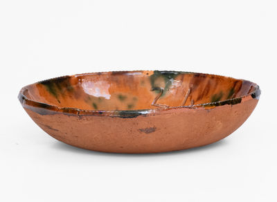 Fine Glazed Jacob Medinger Dish w/ Incised Double Bird Decoration and 1924 Date, Descended in Family