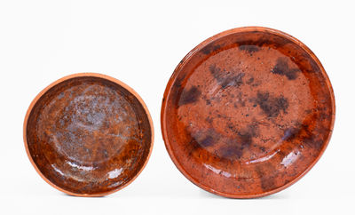 Two Redware Dishes attrib. Jacob Medinger, Limerick Township, Montgomery County, PA