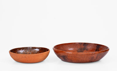 Two Redware Dishes attrib. Jacob Medinger, Limerick Township, Montgomery County, PA