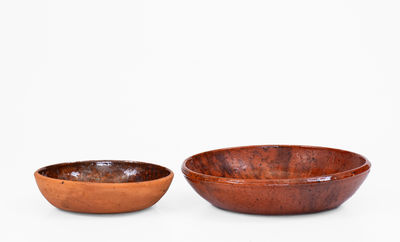 Two Redware Dishes attrib. Jacob Medinger, Limerick Township, Montgomery County, PA