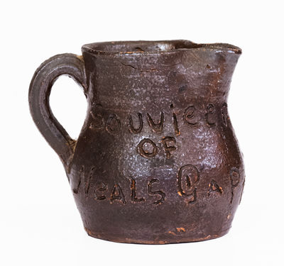 Miniature Neal s Gap, GA Stoneware Souvenir Pitcher attrib. Arie Meaders, Cleveland, GA, c1960