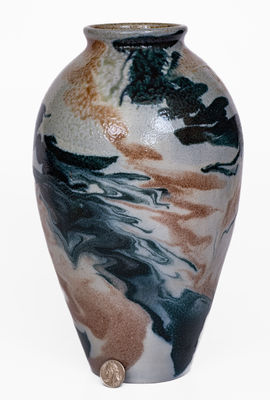 Swirl-Glazed Stoneware Vase, attrib. C.B. Masten at the Auman Pottery, Seagrove, NC, c1930