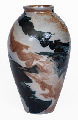 Swirl-Glazed Stoneware Vase, attrib. C.B. Masten at the Auman Pottery, Seagrove, NC, c1930