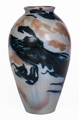 Swirl-Glazed Stoneware Vase, attrib. C.B. Masten at the Auman Pottery, Seagrove, NC, c1930