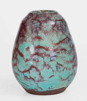 Early JUGTOWN WARE Chinese Blue Pottery Vase, Moore County, NC, c1925