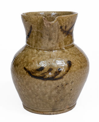 Rare Small-Sized attrib. Thomas Chandler, Edgefield District, SC Stoneware Pitcher w/ Iron Slip Decoration