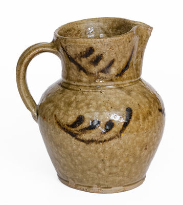 Rare Small-Sized attrib. Thomas Chandler, Edgefield District, SC Stoneware Pitcher w/ Iron Slip Decoration