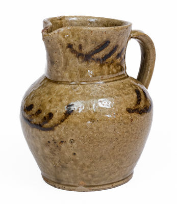 Rare Small-Sized attrib. Thomas Chandler, Edgefield District, SC Stoneware Pitcher w/ Iron Slip Decoration